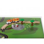 Set trenulete cu baterie cu sunete si lumini garaj masinute si trenulete cu 3 nivele Heliport Station